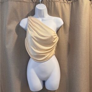 Elegant Cream One-Shoulder Top